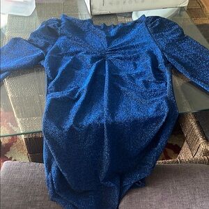 Shimmering Blue Long Sleeve Dress